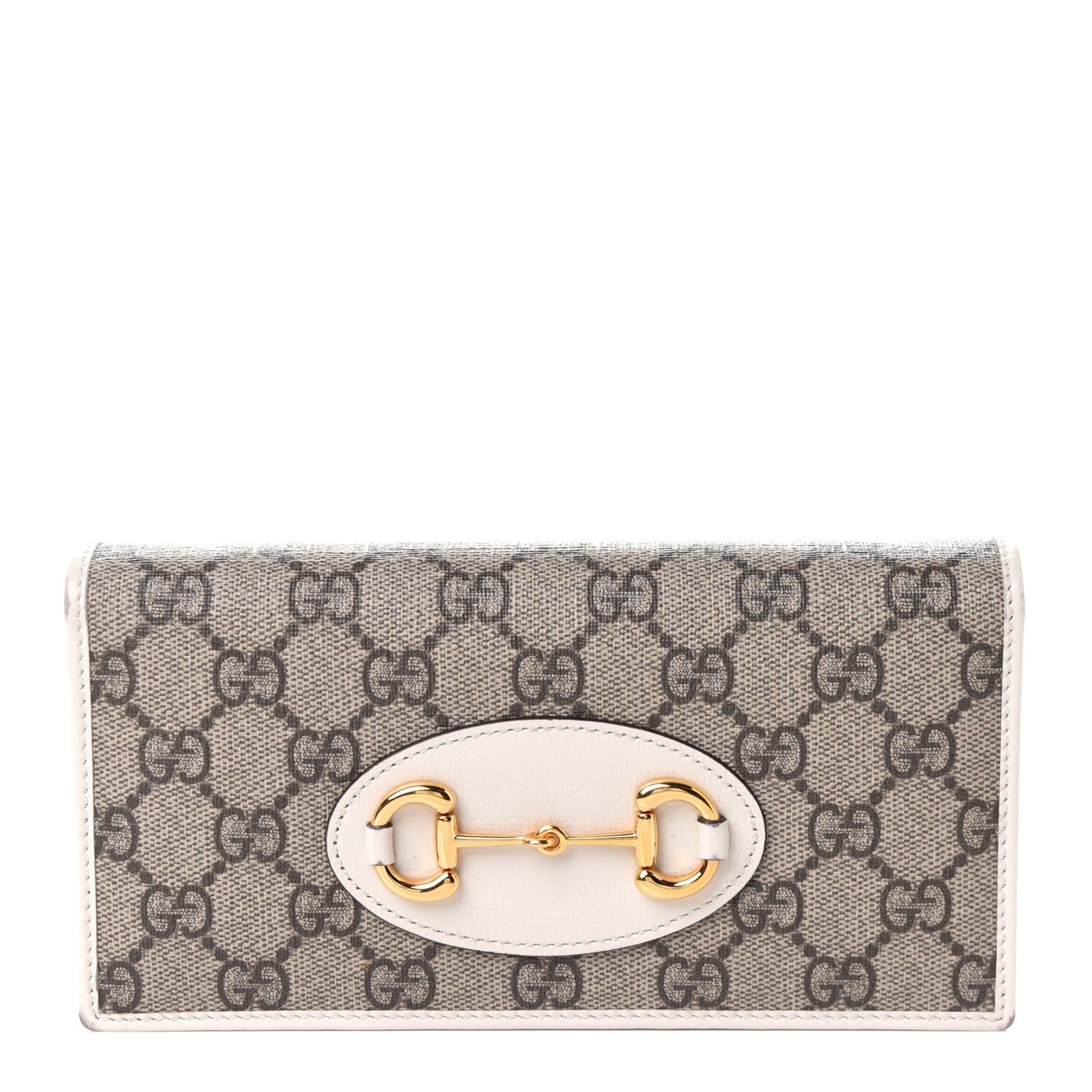 GG Supreme Monogram Azalea Calfskin Horsebit 1955 Wallet On Chain Beige Ebony Mystic White