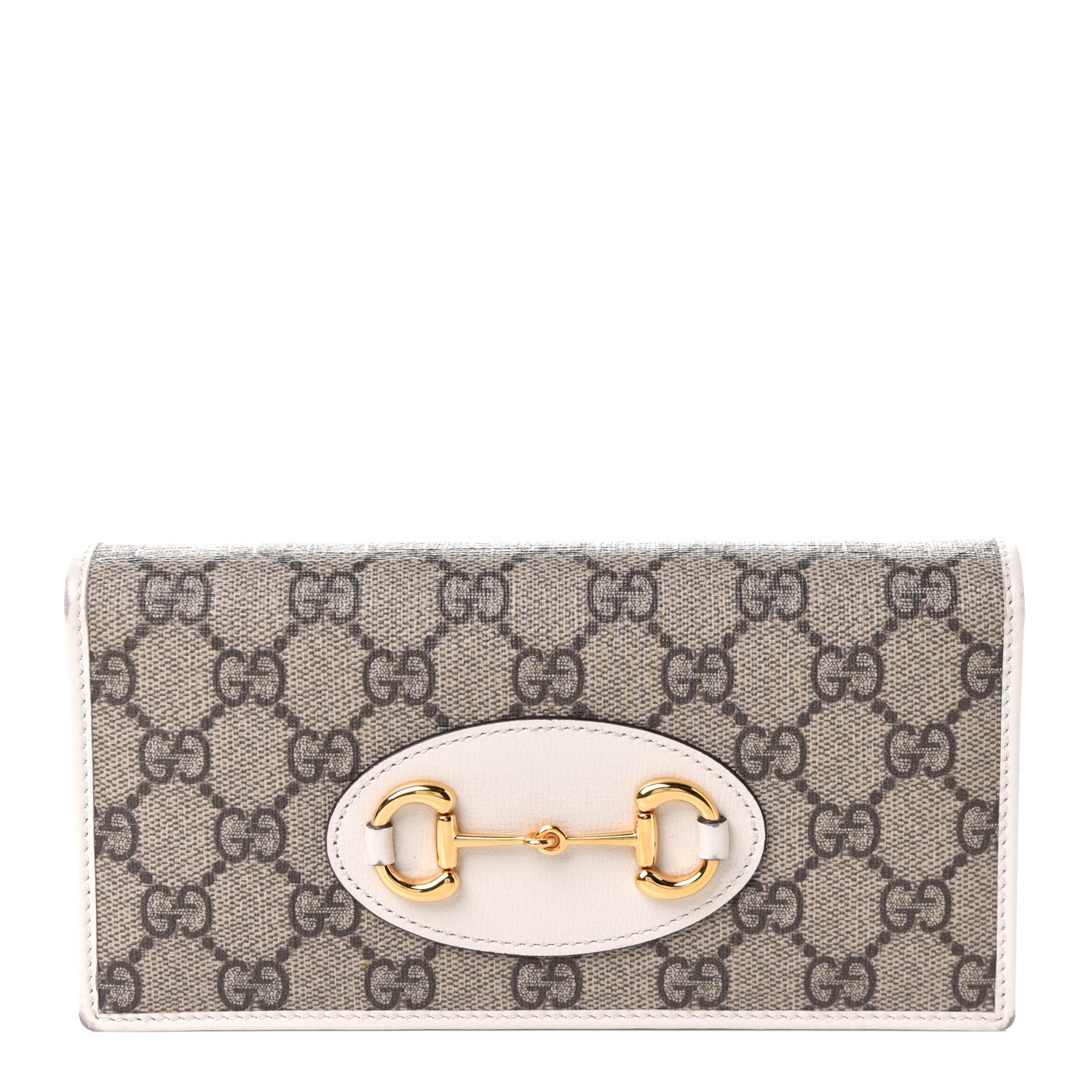Gucci GG Supreme Monogram Azalea Calfskin Horsebit 1955 Wallet On Chain Beige Ebony Mystic White 1 of 5