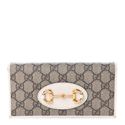 Gucci GG Supreme Monogram Azalea Calfskin Horsebit 1955 Wallet On Chain Beige Ebony Mystic White 1 of 5