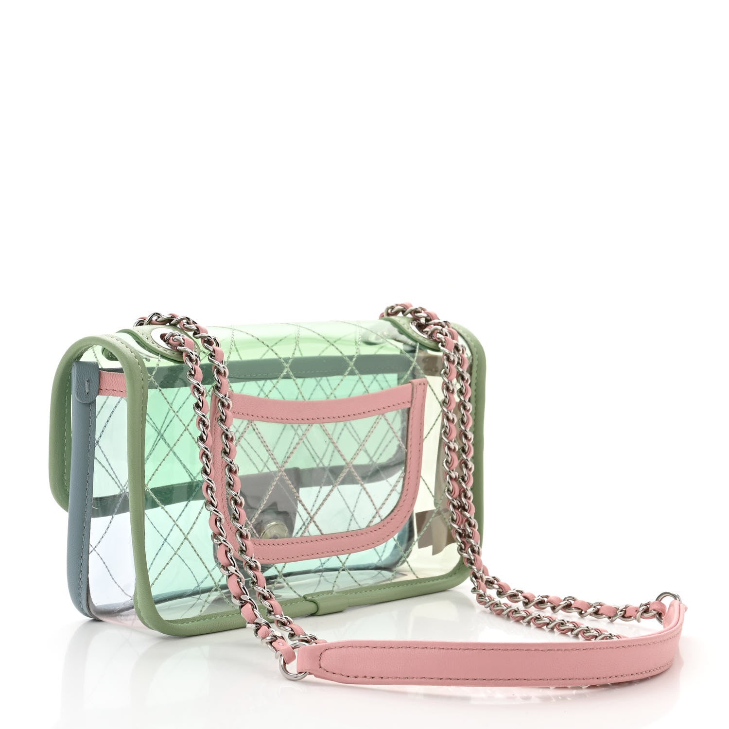Chanel Lambskin PVC Quilted Mini Coco Splash Flap Blue Green 3 of 11