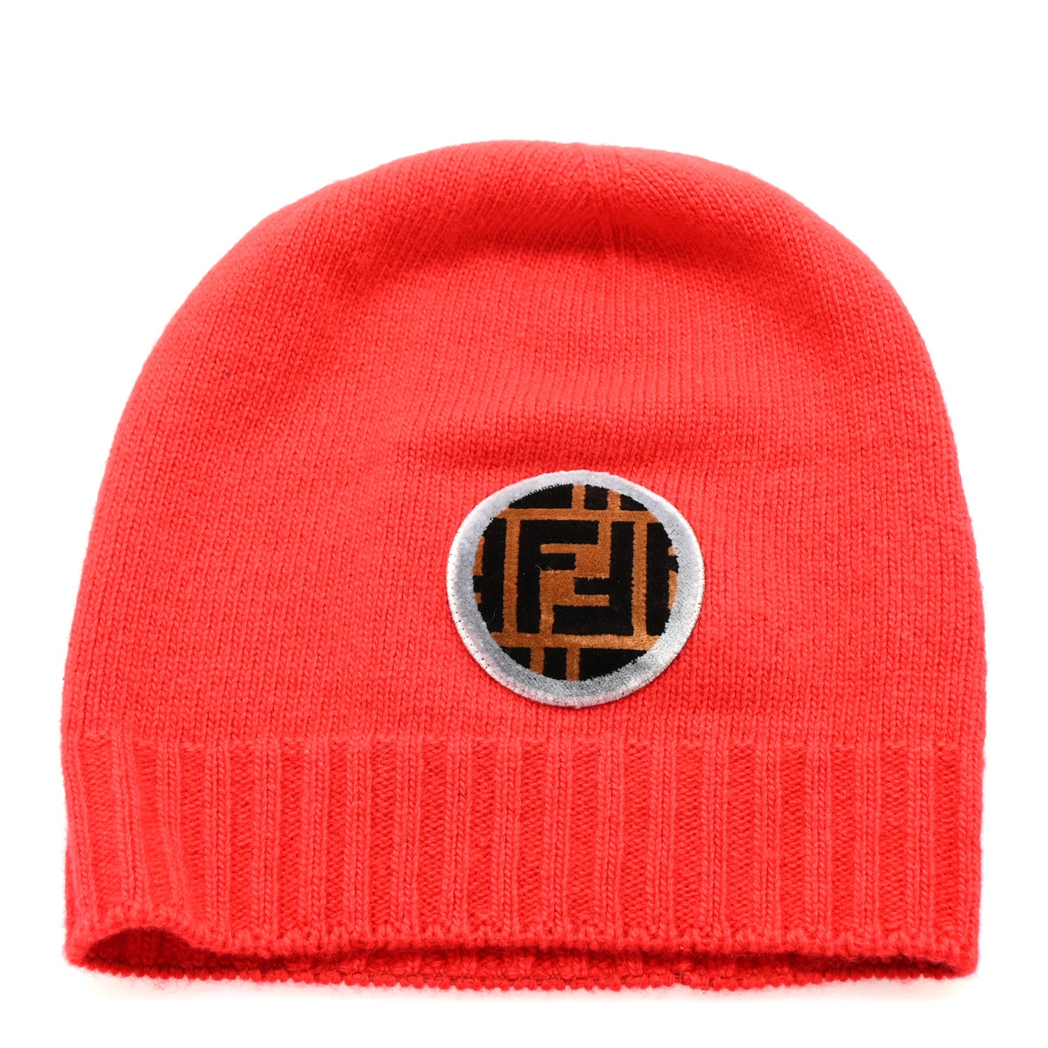 Fendi Wool Cashmere Zucca Beanie Red 1 of 5