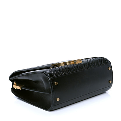 Saint Laurent Calfksin Woven Mini Classic Monogram Cassandra Top Handle Black 3 of 4