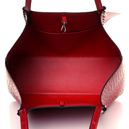 Christian Louboutin Crocodile Embossed Calfskin Spiked Small Cabarock Shopper Tote Red 9 of 12