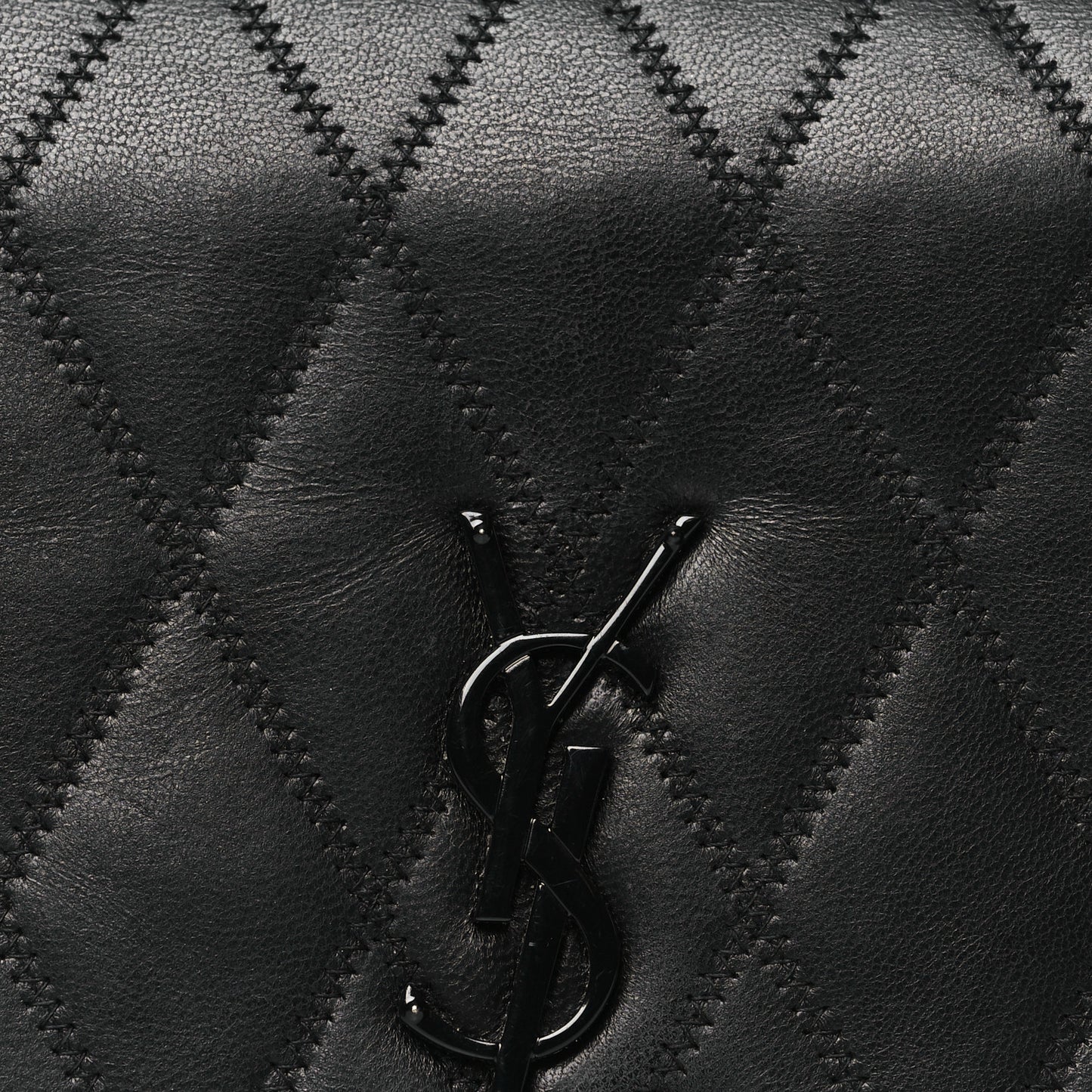 Lambskin Diamond Quilted Monogram Angie Chain Bag Black