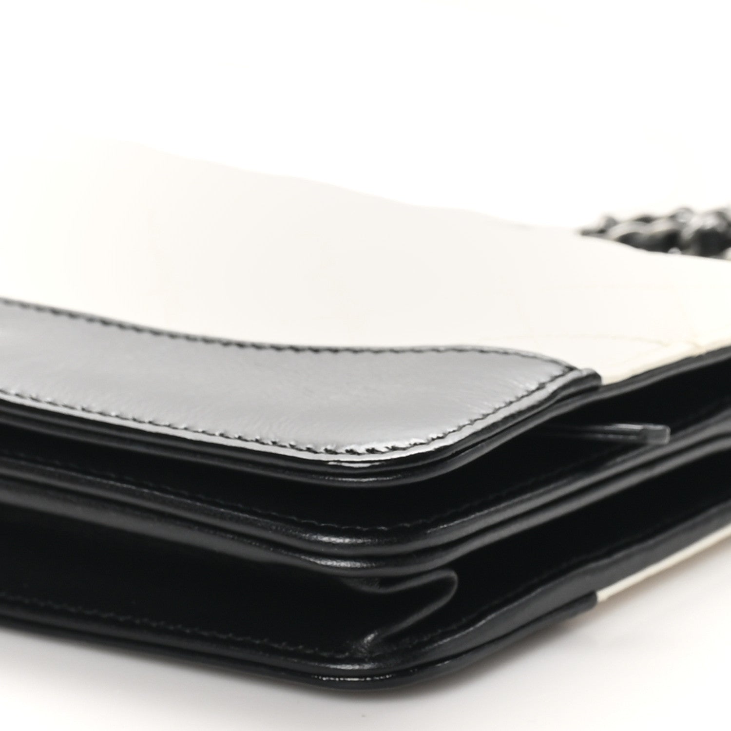 Chanel Aged Calfskin Quilted Gabrielle Wallet On Chain WOC White Black 11 of 11