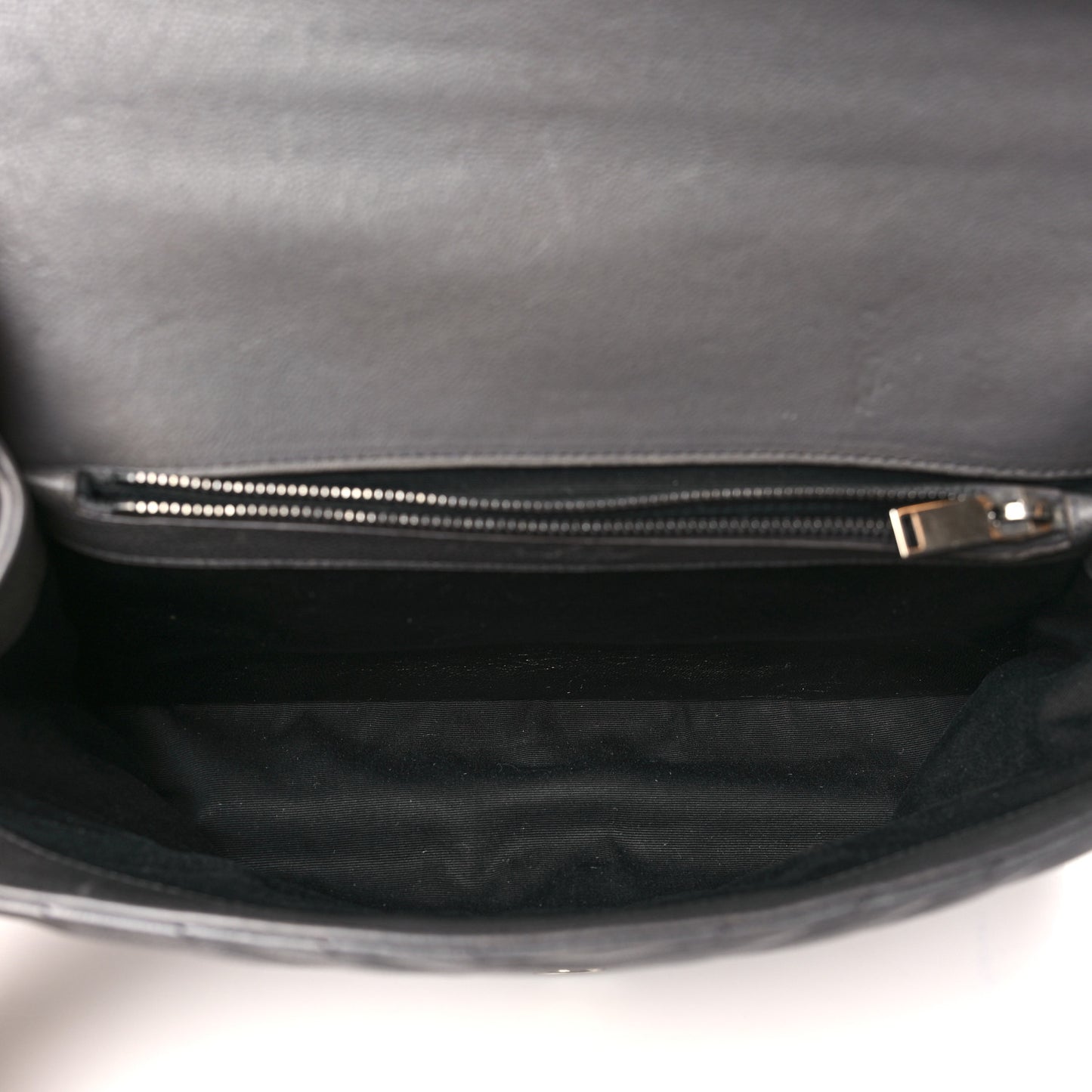 Sheepskin Matelasse Chevron Monogram Large College Satchel Dark Anthracite