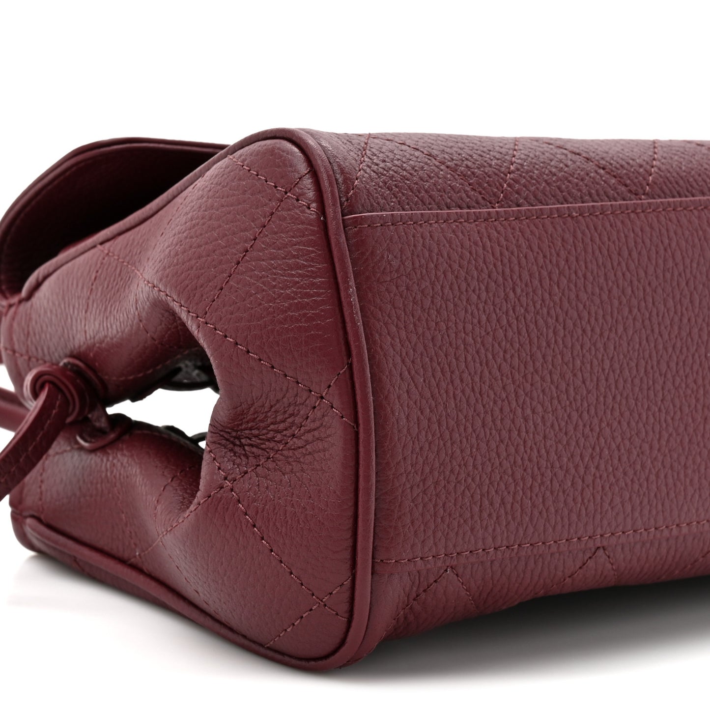Grained Calfskin Stitched Urban Essentials Small Shopping Bag Burgundy