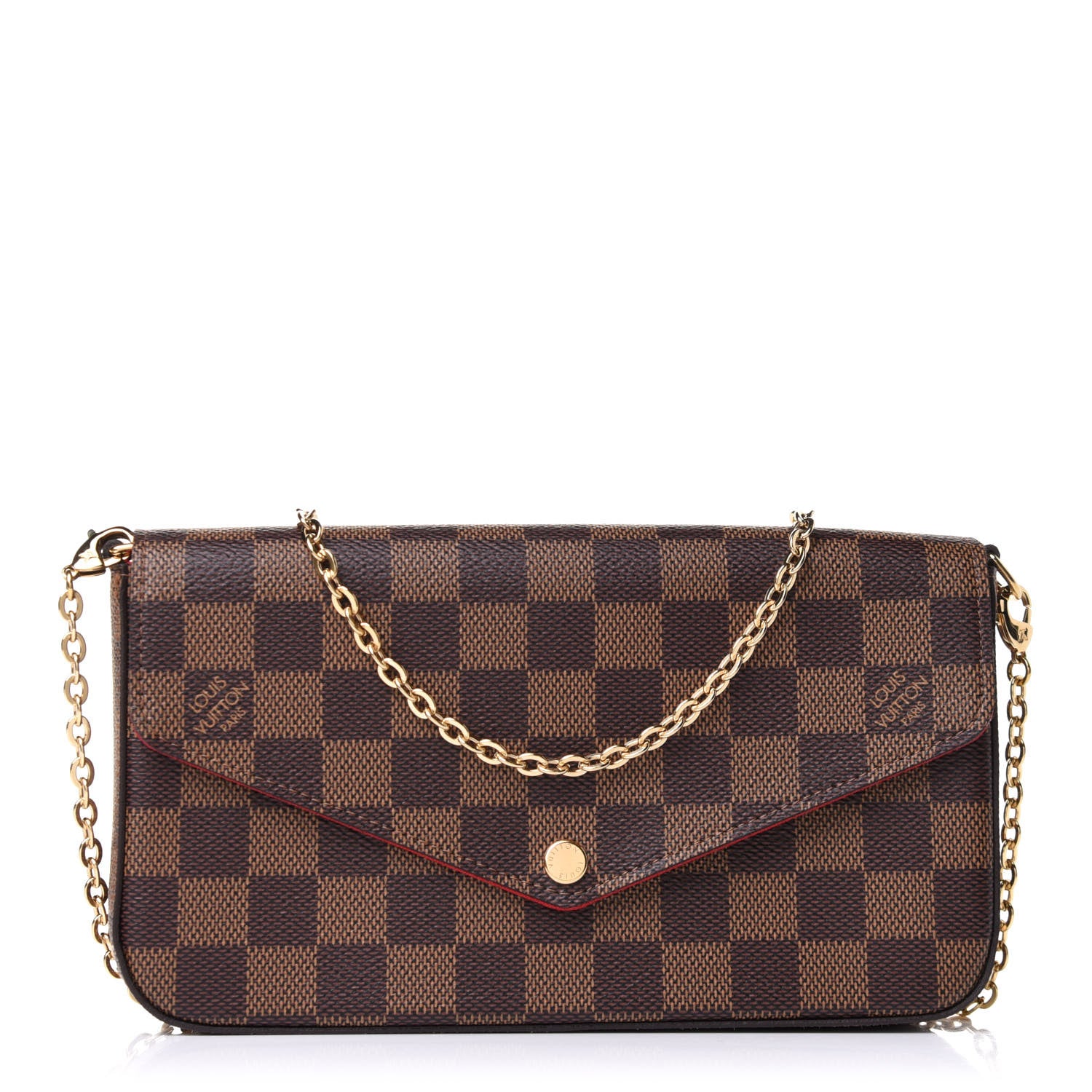 Louis Vuitton Damier Ebene Pochette Felicie Chain Wallet 1 of 8