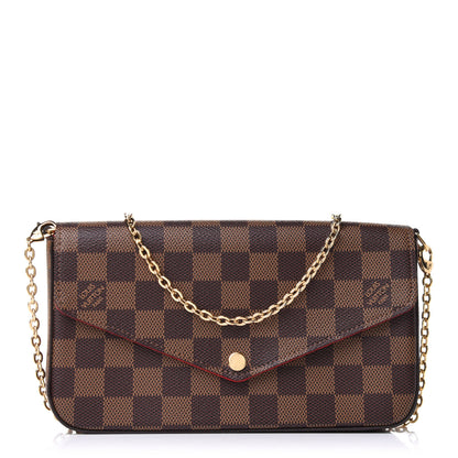 Louis Vuitton Damier Ebene Pochette Felicie Chain Wallet 1 of 8