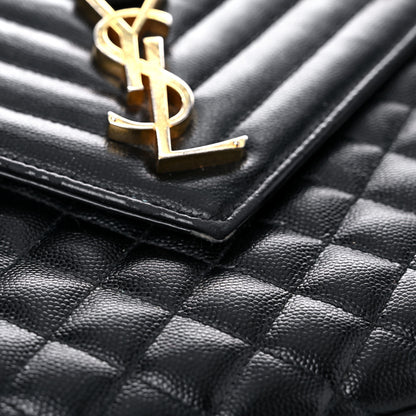 Saint Laurent Grain De Poudre Textured Mixed Matelasse Large Triquilt Monogram Satchel Black 19 of 28