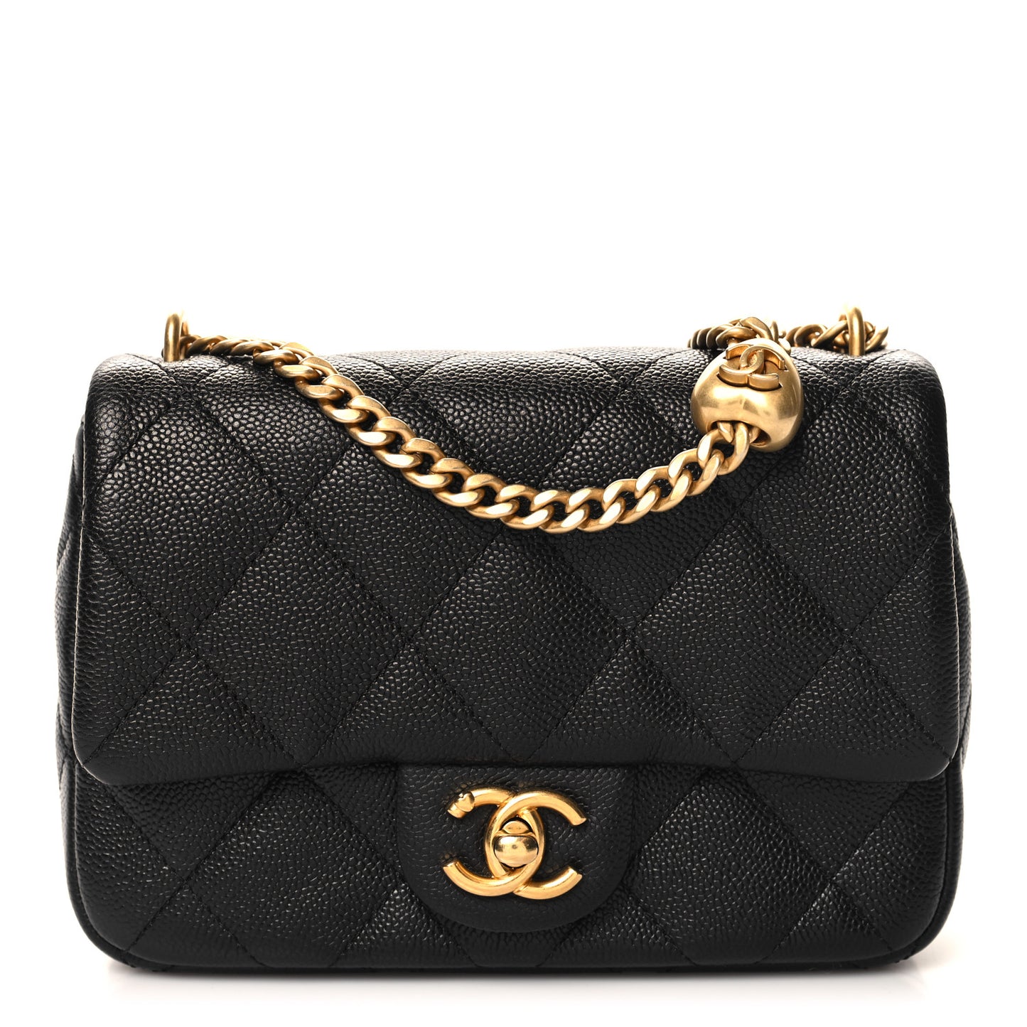 Caviar Quilted Mini Sweetheart Flap Black