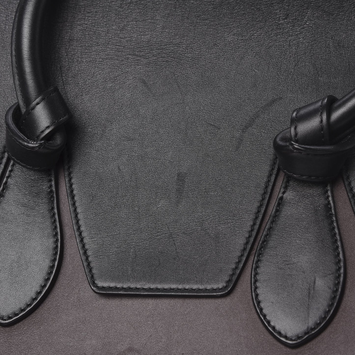 Smooth Calfskin Large Bi-Color Tie Knot Tote Black Burgundy