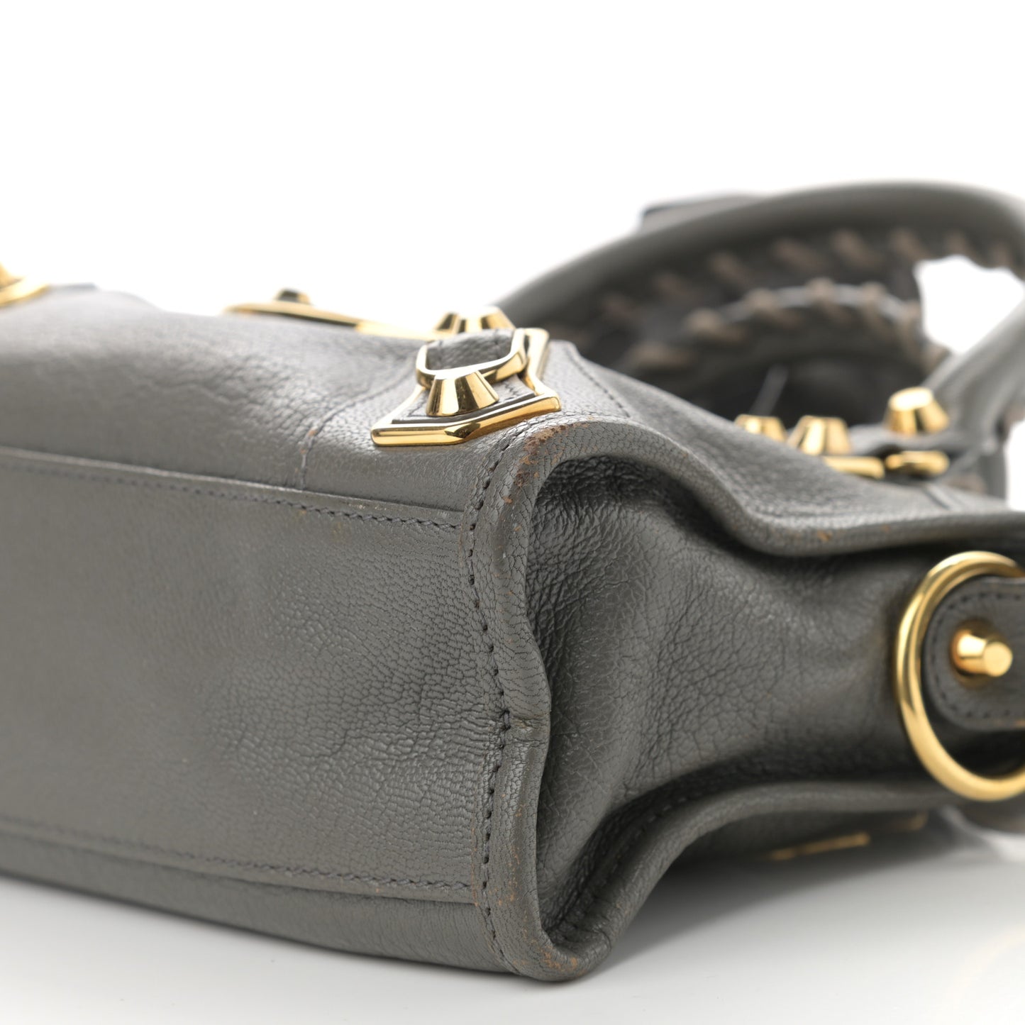 Chevre Gold Metallic Edge Hardware Mini City Gris Acier