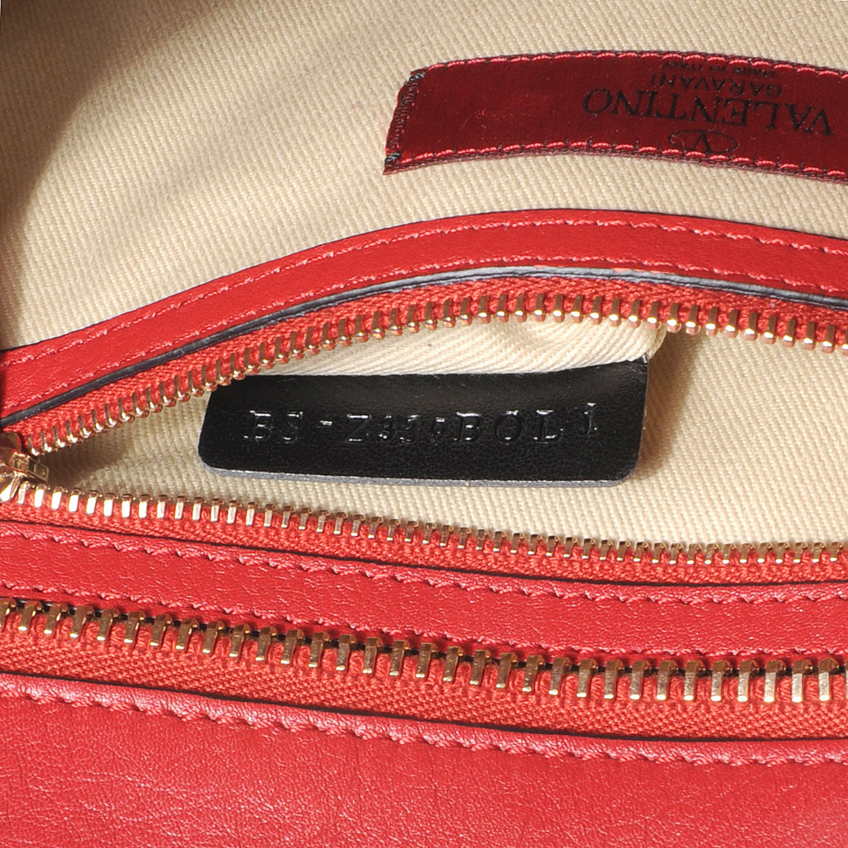 Valentino Garavani Vitello Rockstud Double Handle Tote Rosso Valentino 7 of 7