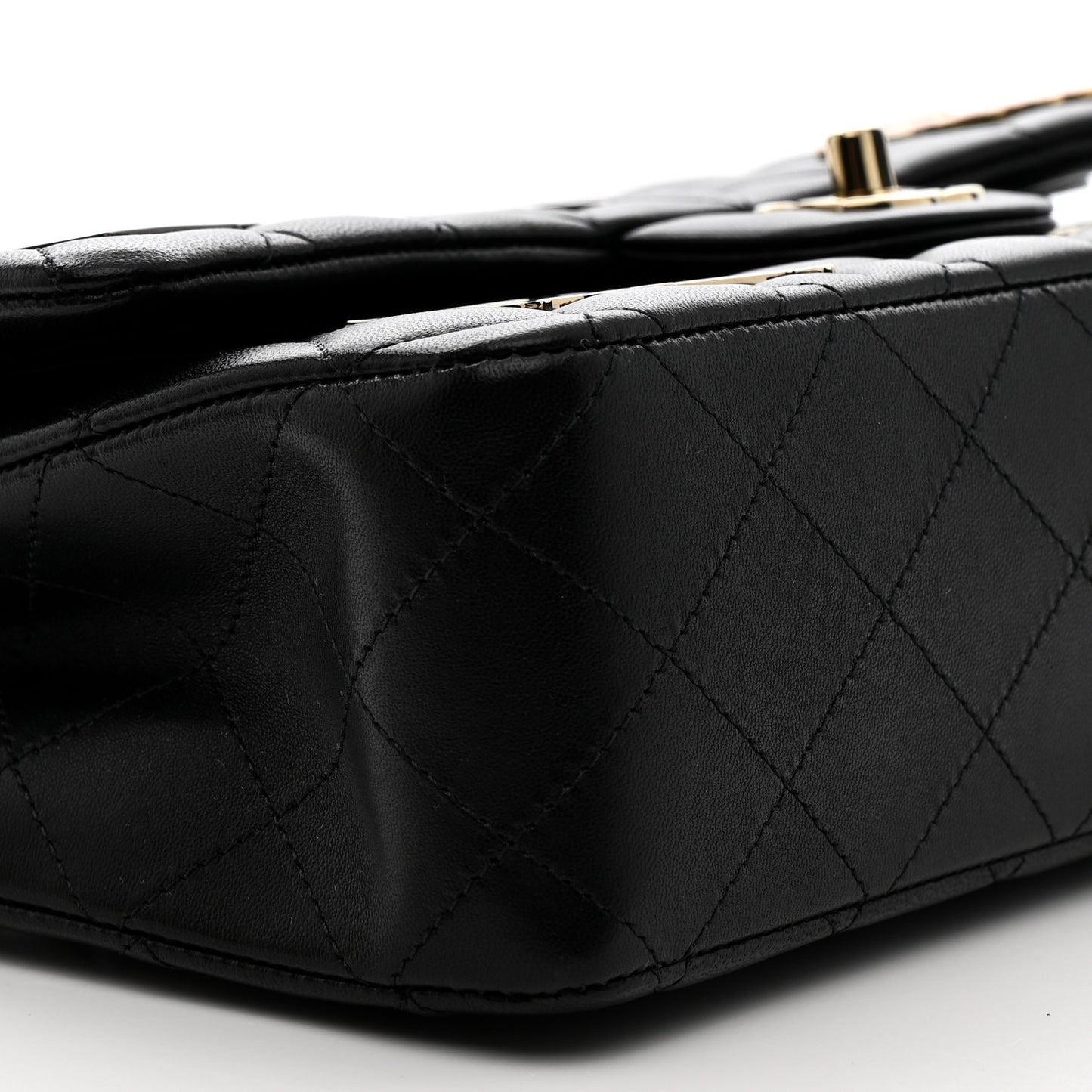 Lambskin Quilted Medium Hollywood Charms Double Flap Black
