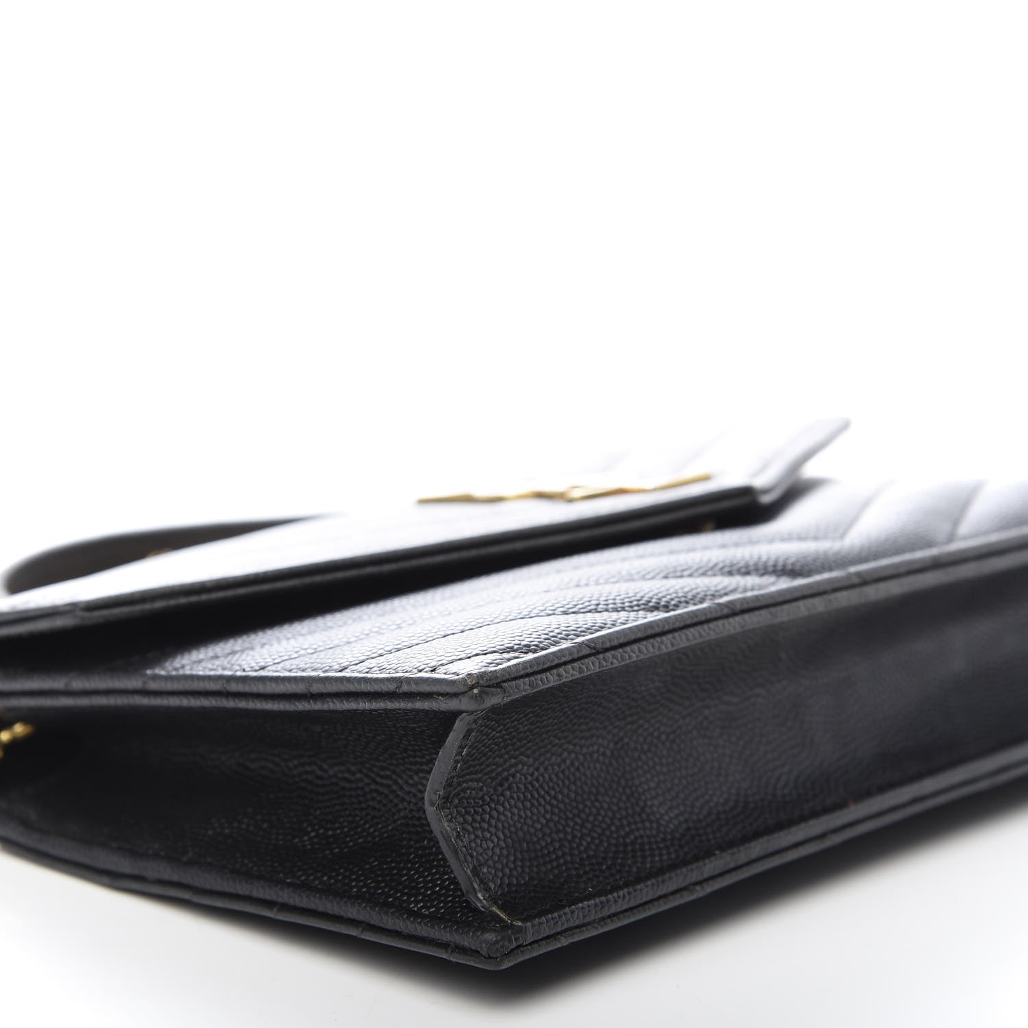 Saint Laurent Grain De Poudre Matelasse Chevron Monogram Chain Wallet 5 of 10