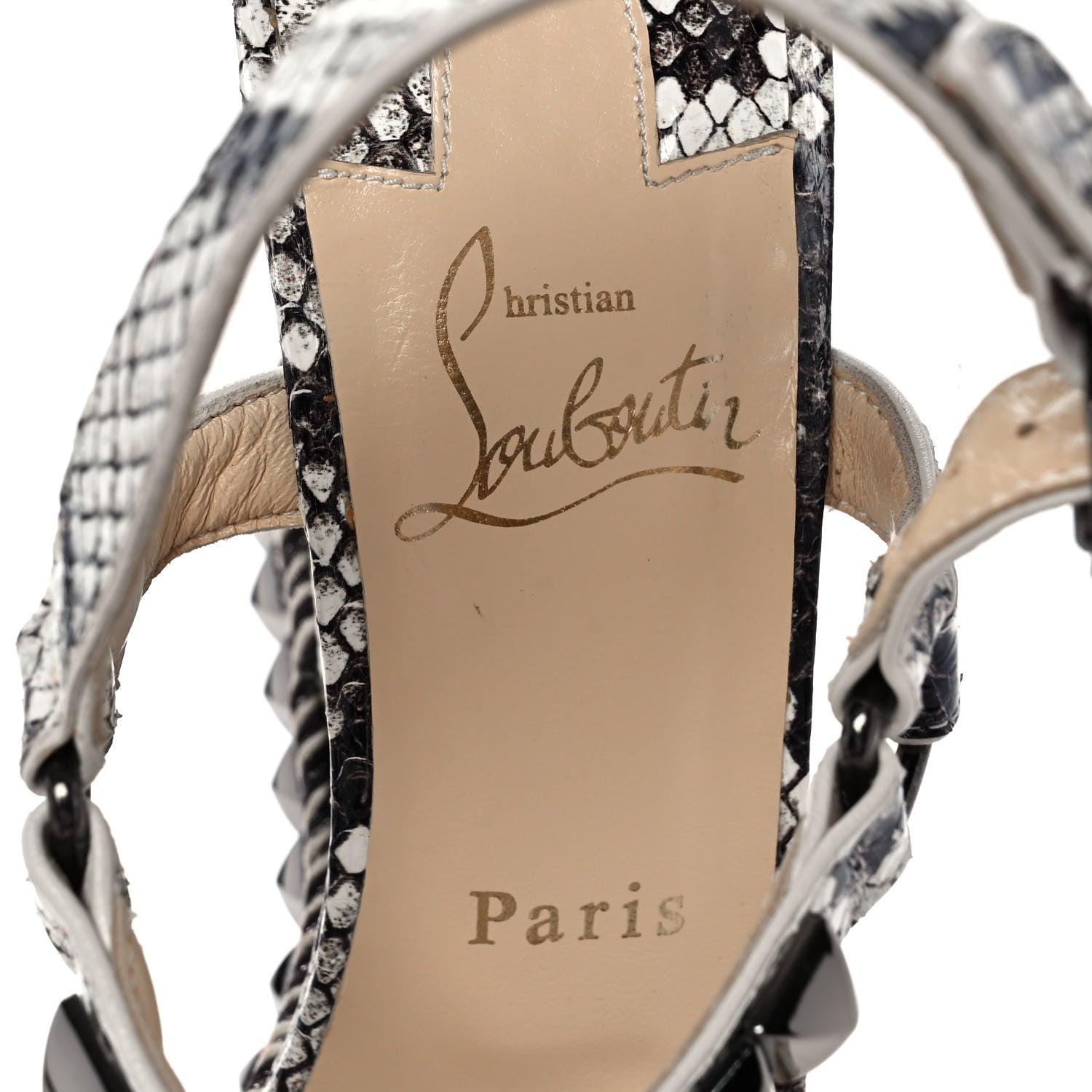 Christian Louboutin Watersnake Print Cataclou 120 Wedge Sandals 40 Roccia Gun Metal 7 of 8