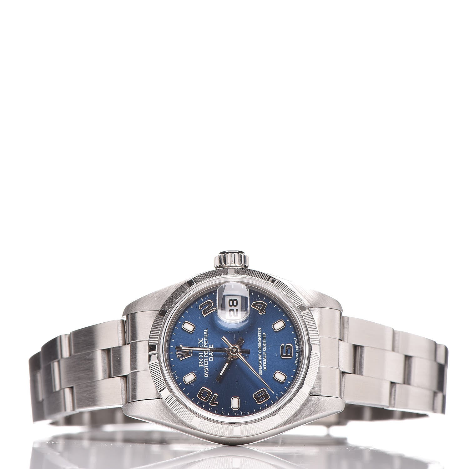 Rolex Stainless Steel 26mm Oyster Perpetual Date Watch Blue 79190 3 of 9