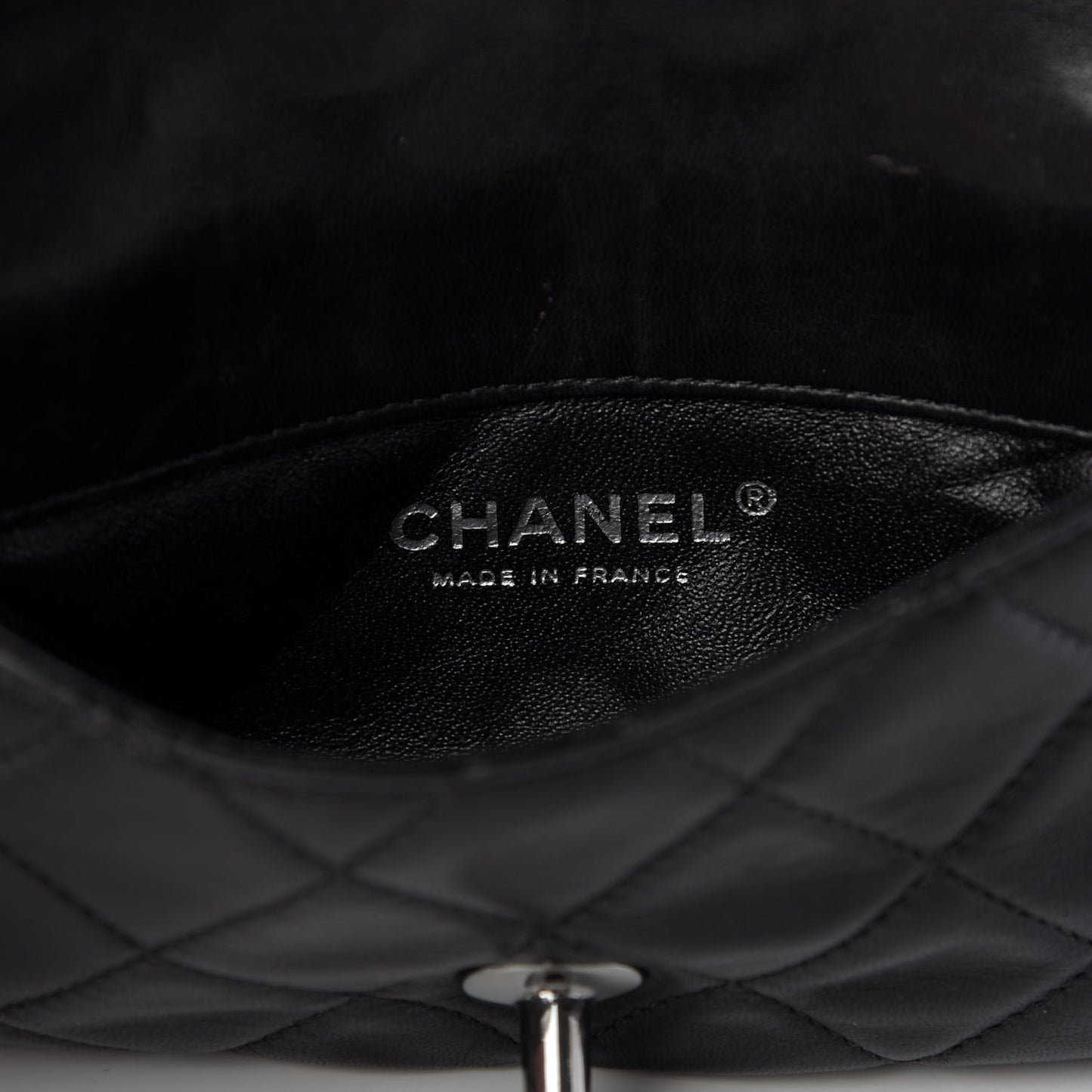 Lambskin Quilted Mineral Nights Flap Wristlet Black