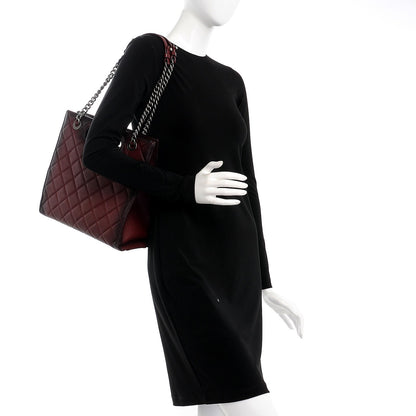 Chanel Goatskin Quilted Small Perfect Edge Shopping Tote Burgundy 2 of 7