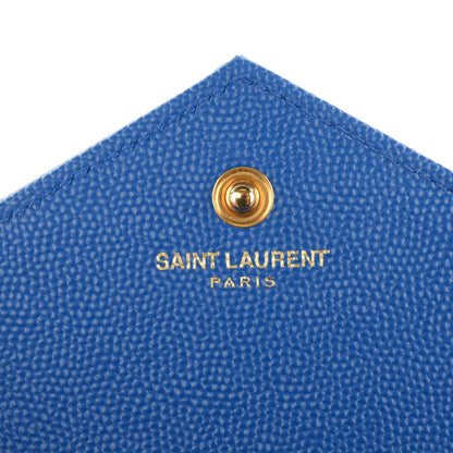 Saint Laurent Grain De Poudre Matelasse Chevron Monogram Chain Wallet Blue Majorelle 5 of 7