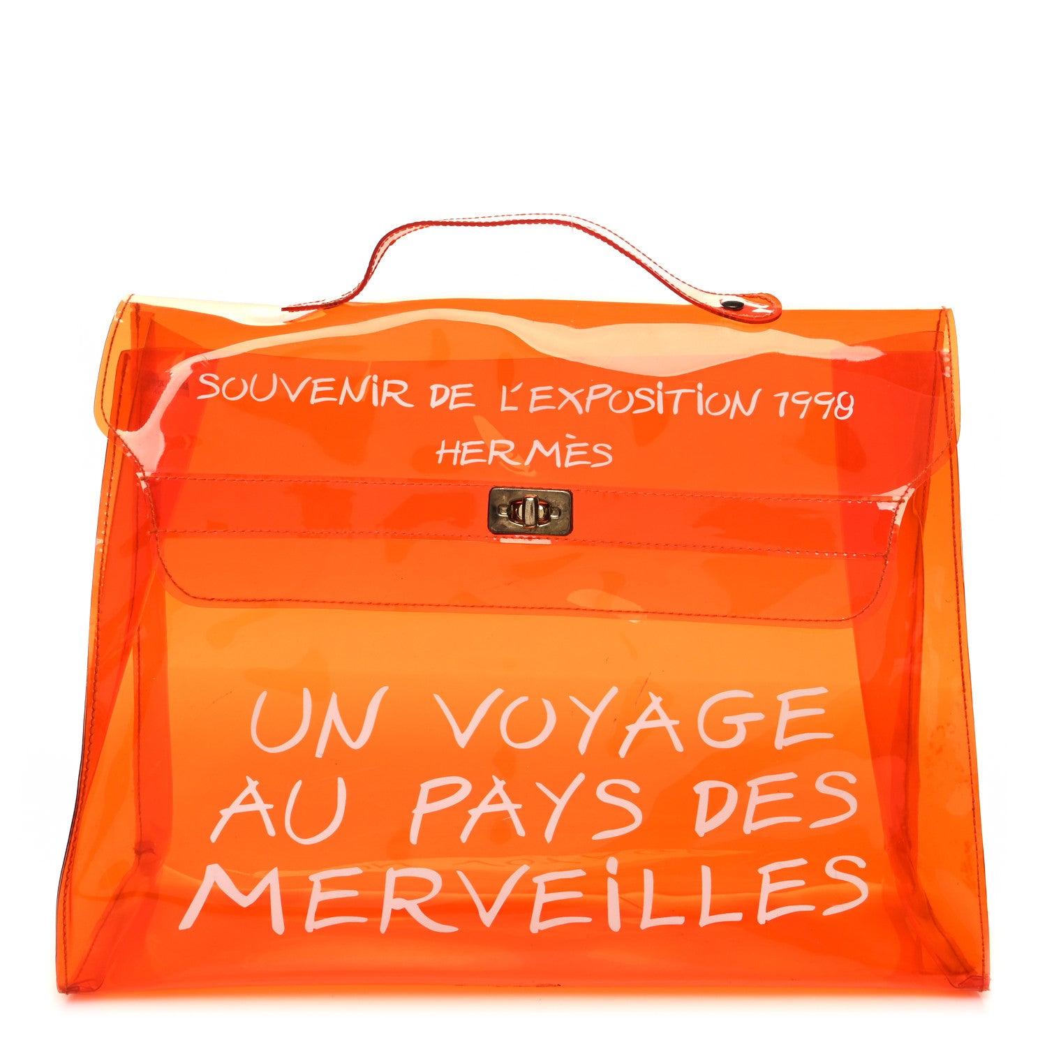 Hermes Vinyl Souvenir De L'Exposition Kelly Orange 1 of 13