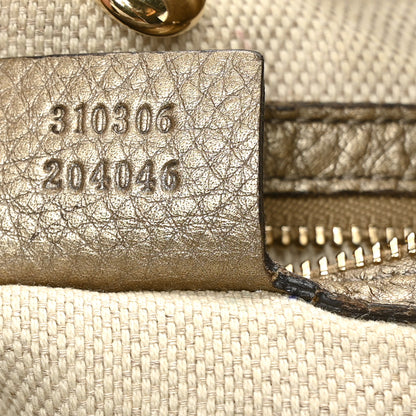Gucci Metallic Pebbled Calfskin Large Soho Chain Shoulder Bag Golden Beige 6 of 7