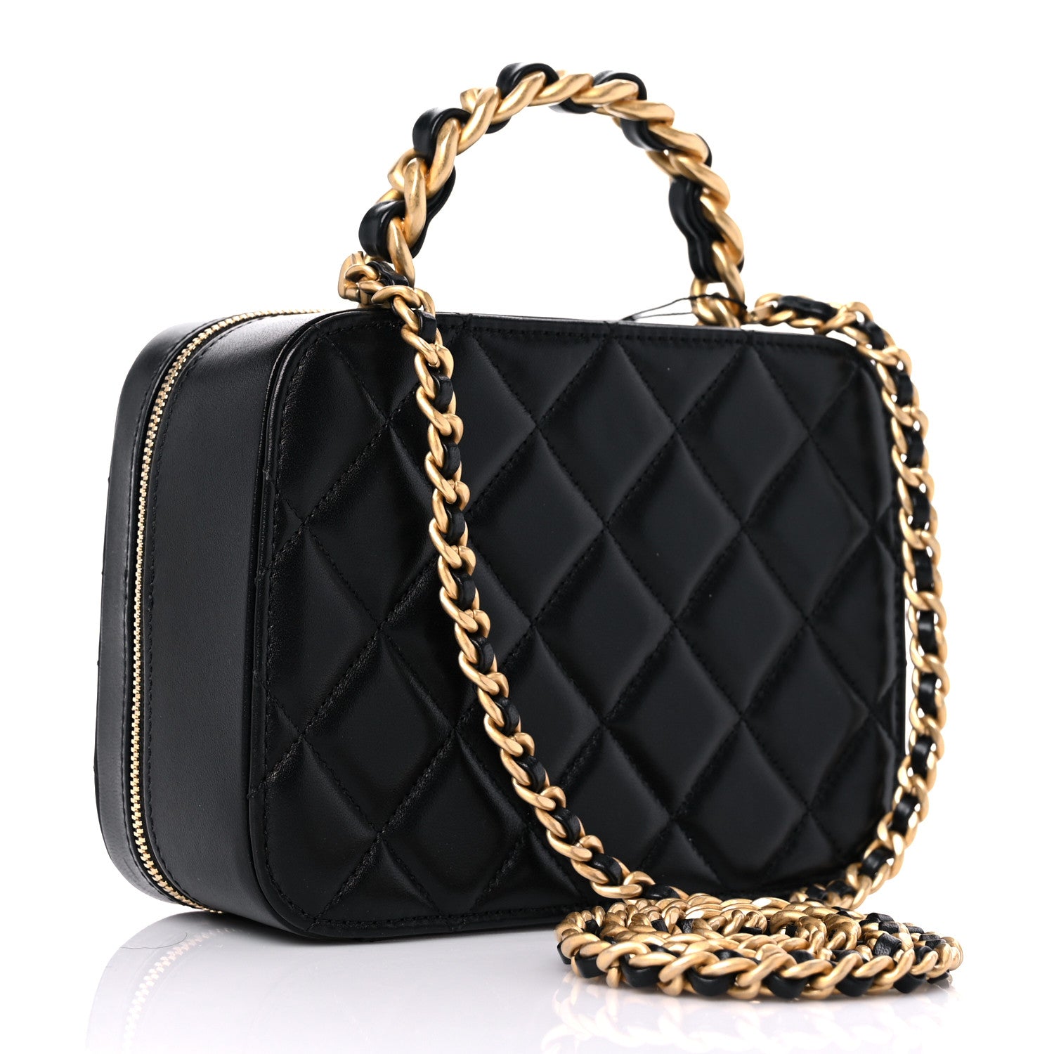 Chanel Lambskin Quilted Top Handle Small Vanity Case Black 2 of 9