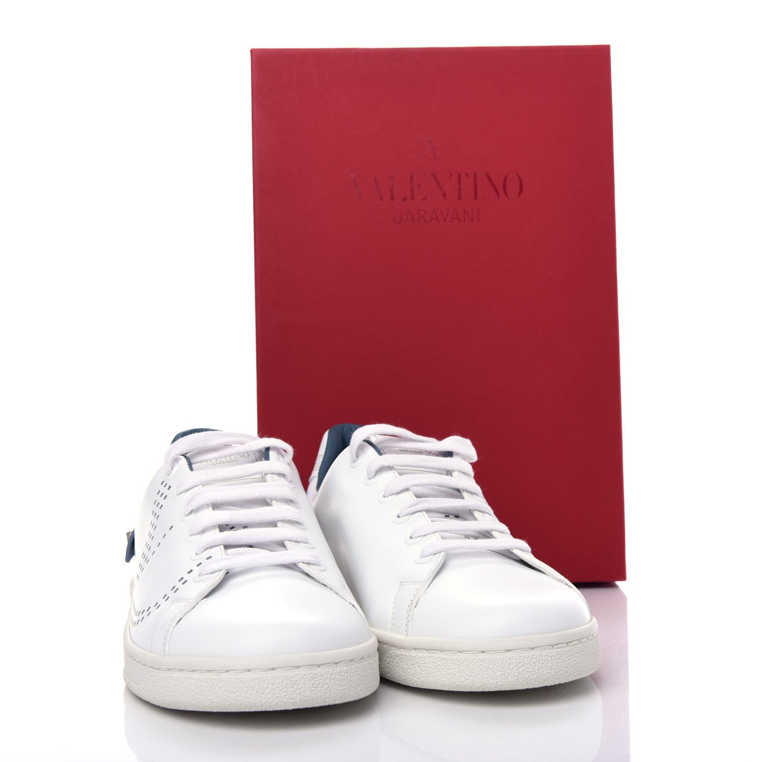 Valentino Garavani Calfskin Womens Backnet Sneakers 38 White Blue 11 of 11