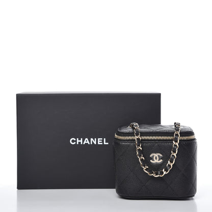 Chanel Caviar Quilted Mini Vanity Case With Chain Black 11 of 11