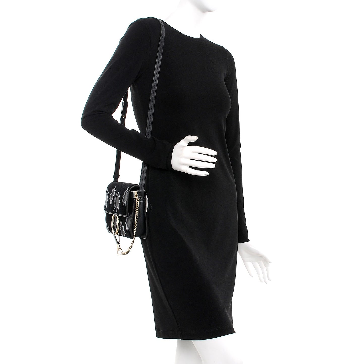 Velvet Calfskin Star Small Faye Shoulder Bag Black