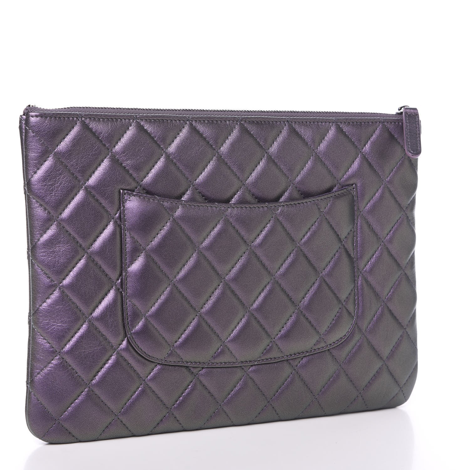 Chanel Metallic Lambskin Quilted Medium Cosmetic Case Purple 2 of 7