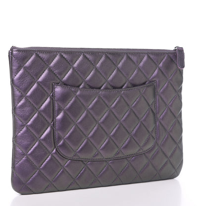 Chanel Metallic Lambskin Quilted Medium Cosmetic Case Purple 2 of 7