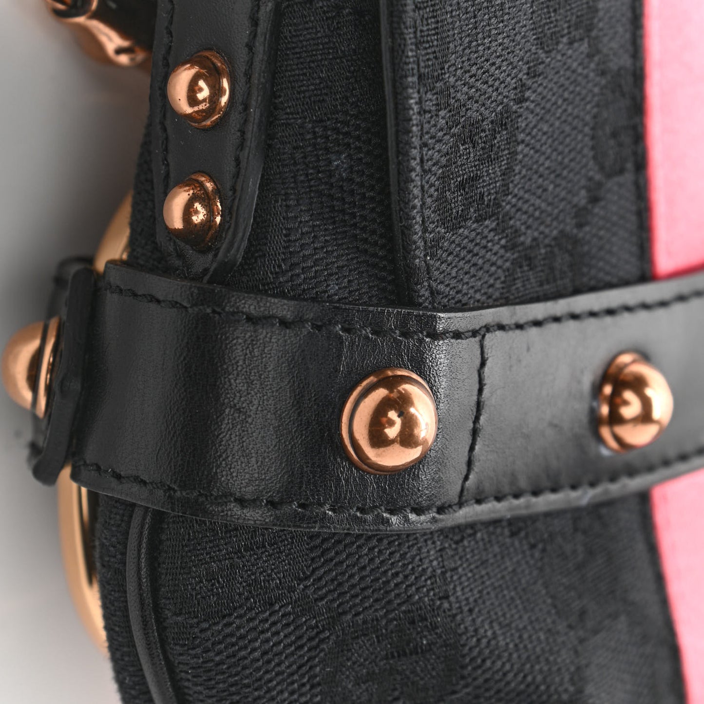 Monogram Horsebit Web Flap Bag Black Pink