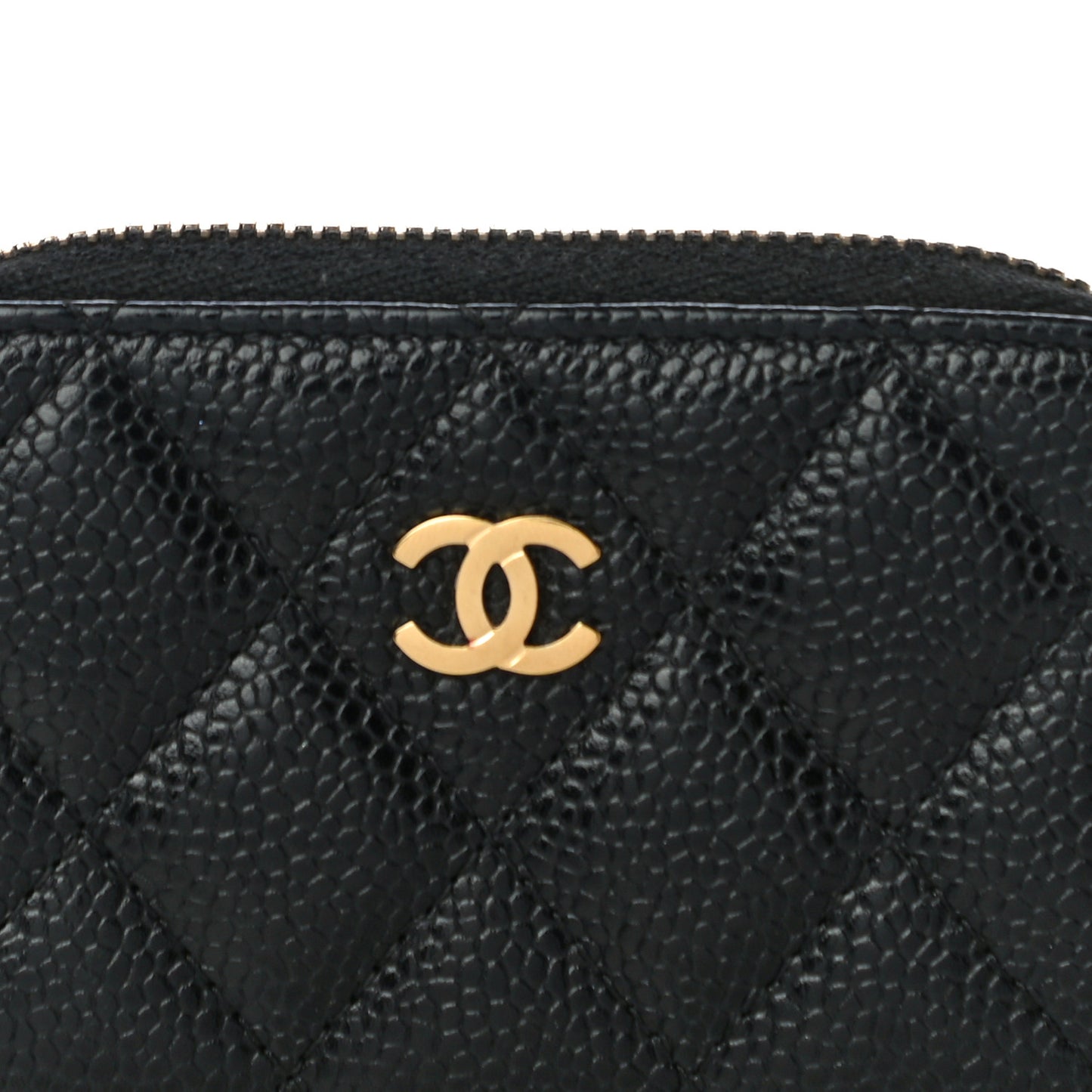 Caviar Quilted Zip Coin Purse Black