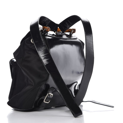 Gucci Patent Leather Nylon Bamboo Backpack Black 3 of 12