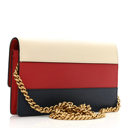 Gucci Calfskin Queen Margaret Chain Wallet Blue Agata Hibiscus Red Mystic White 2 of 8