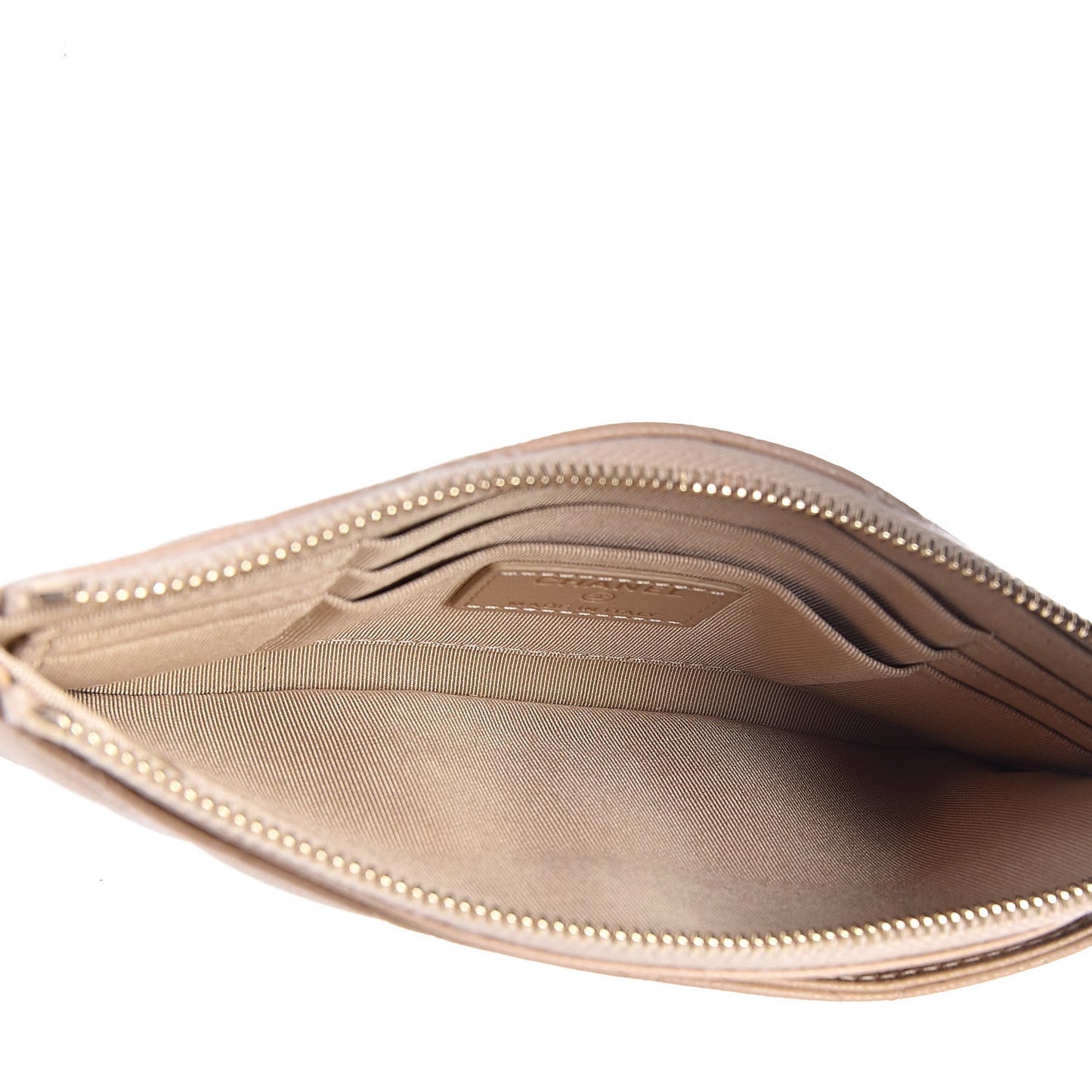 Caviar Quilted Classic Zip Pouch Beige