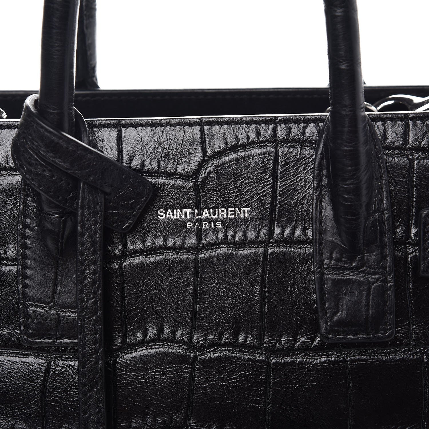 Saint Laurent Croc Calfskin Embossed Nano Sac De Jour Black 11 of 12