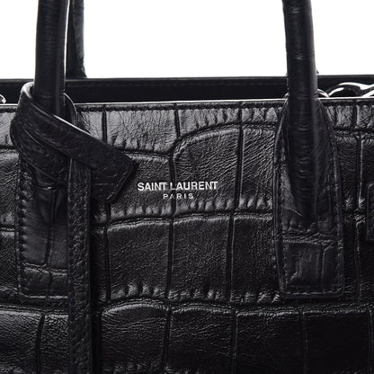 Saint Laurent Croc Calfskin Embossed Nano Sac De Jour Black 11 of 12