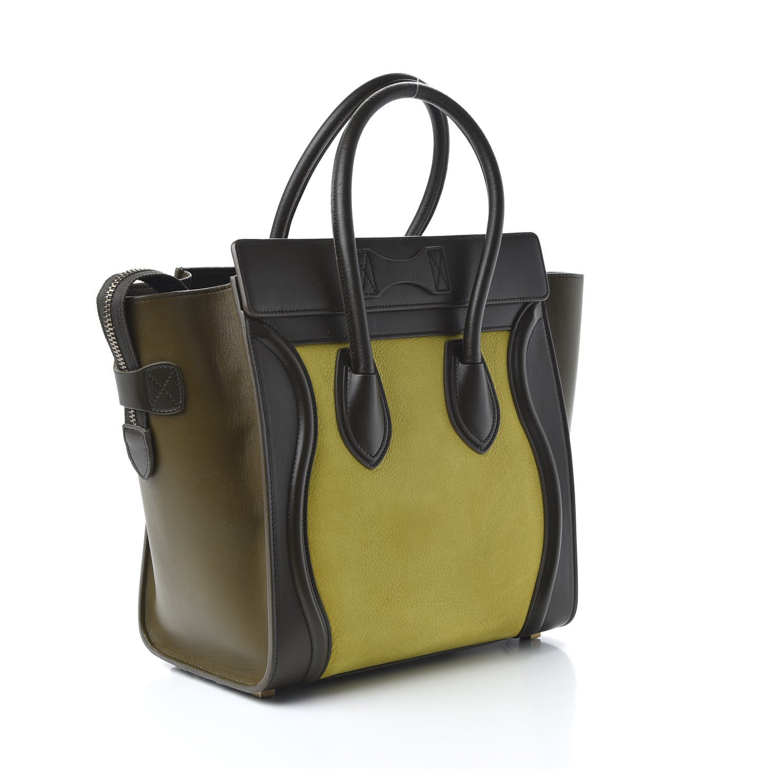 Celine Nubuck Smooth Calfskin Micro Tri-Color Luggage Chartreuse 3 of 9