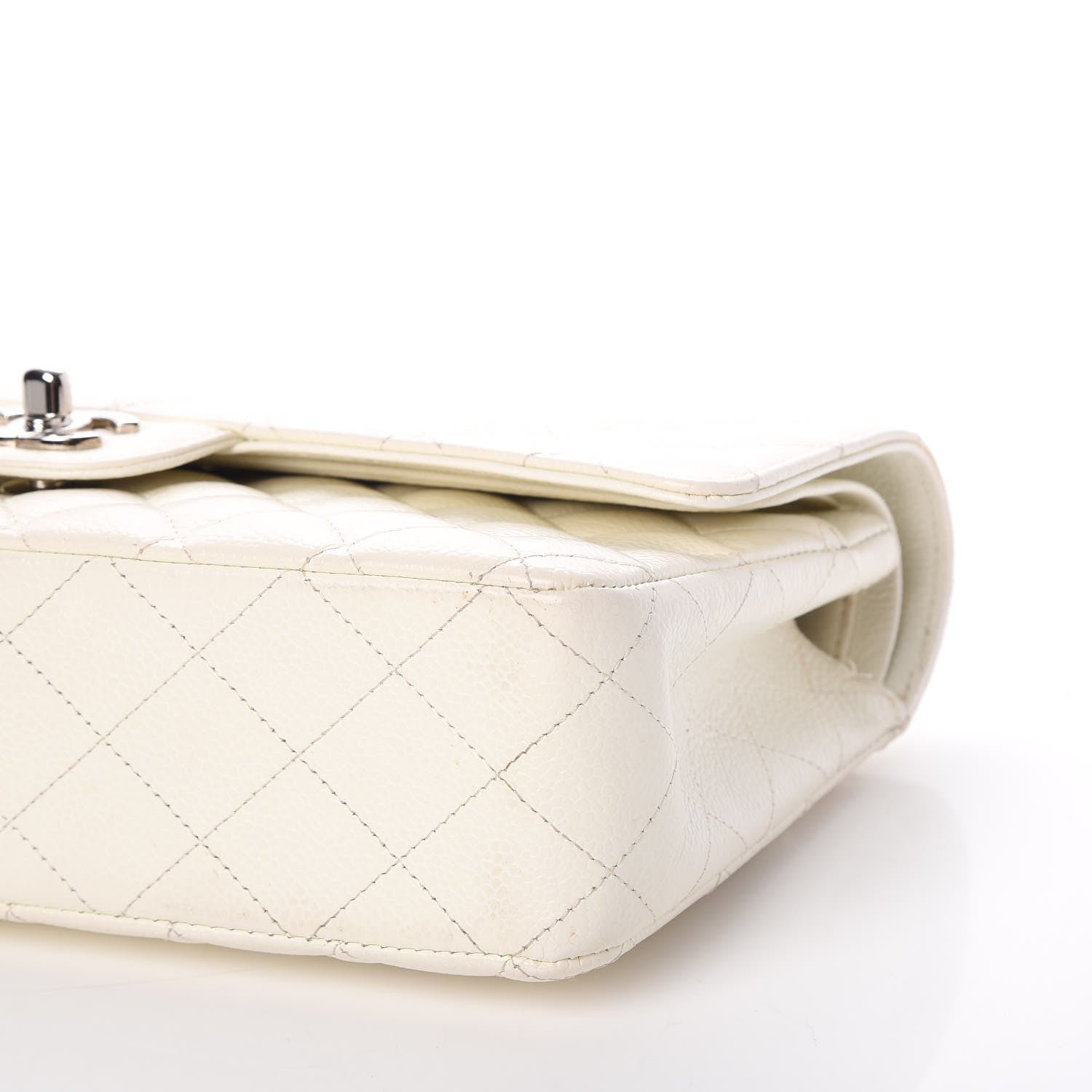 Chanel Caviar Quilted Medium Double Flap White 10 of 15