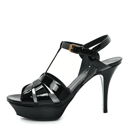 Saint Laurent Patent Tribute 105 Platform Sandals 38.5 Black 1 of 10