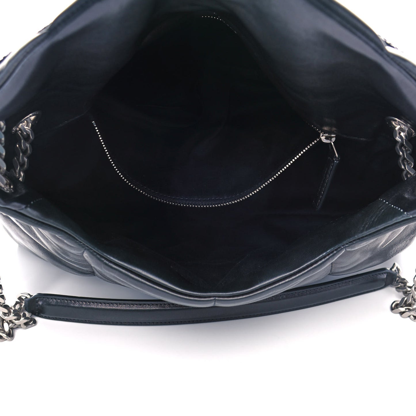 Lambskin Quilted Medium Loulou Puffer Monogram Chain Satchel Black