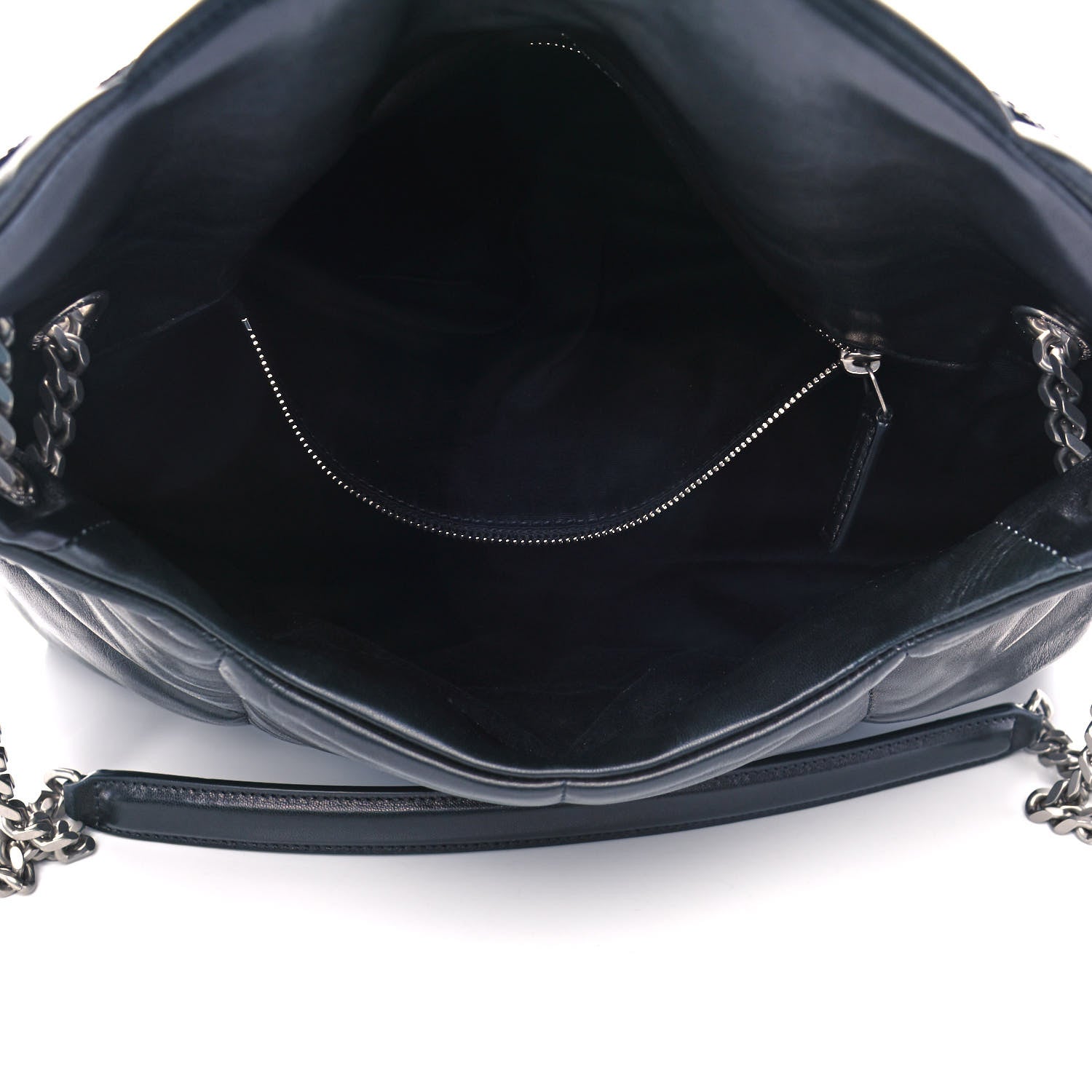 Saint Laurent Lambskin Quilted Medium Loulou Puffer Monogram Chain Satchel Black 5 of 10