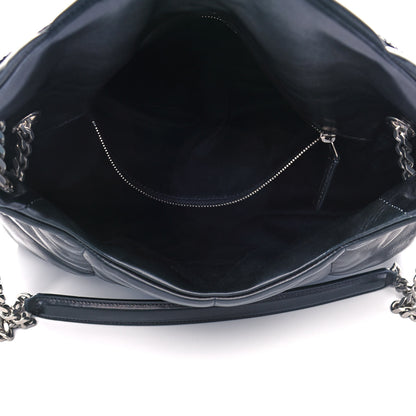 Saint Laurent Lambskin Quilted Medium Loulou Puffer Monogram Chain Satchel Black 5 of 10