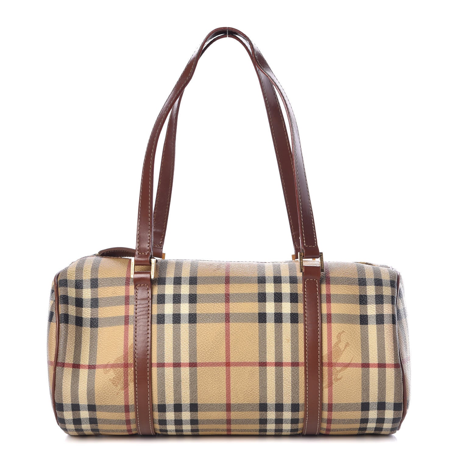Burberry Haymarket Check Barrel Bag Brown 1 of 15