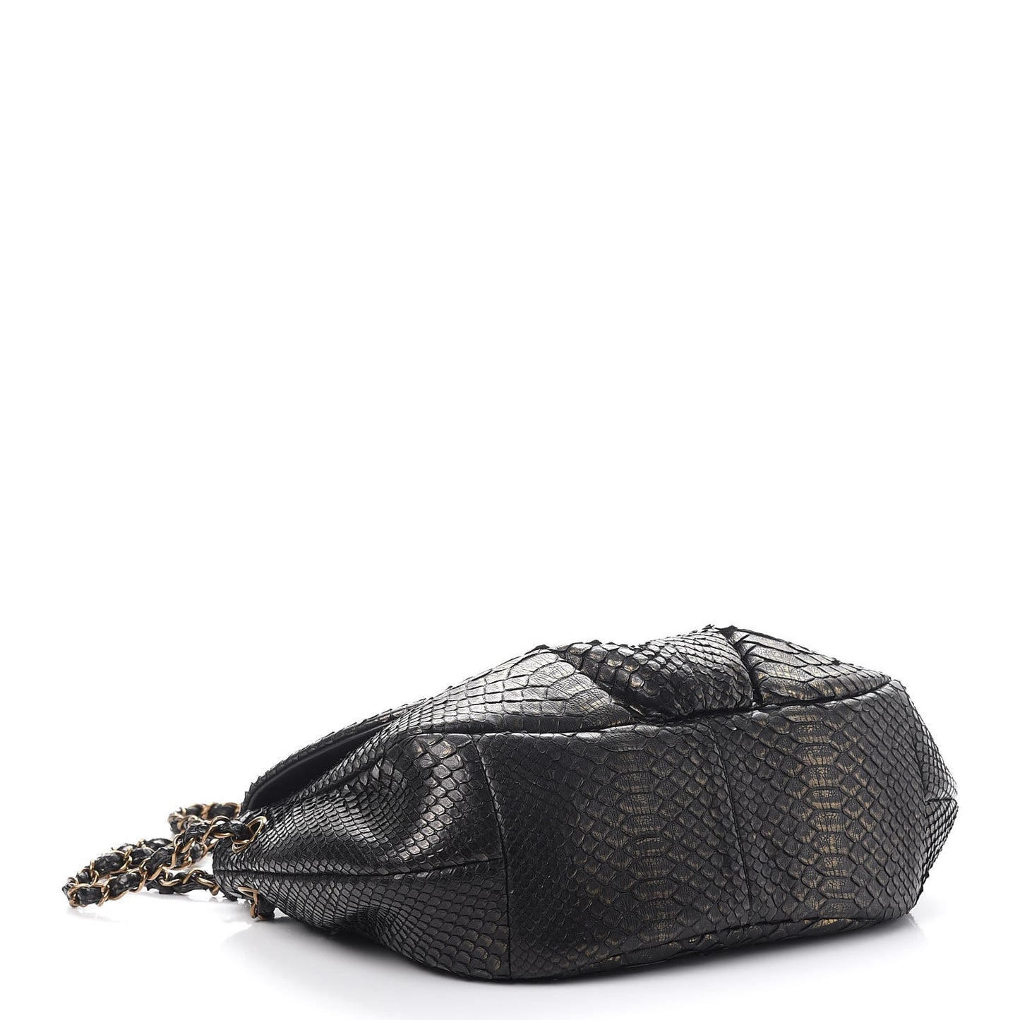 Metallic Python Hobo Black Gold