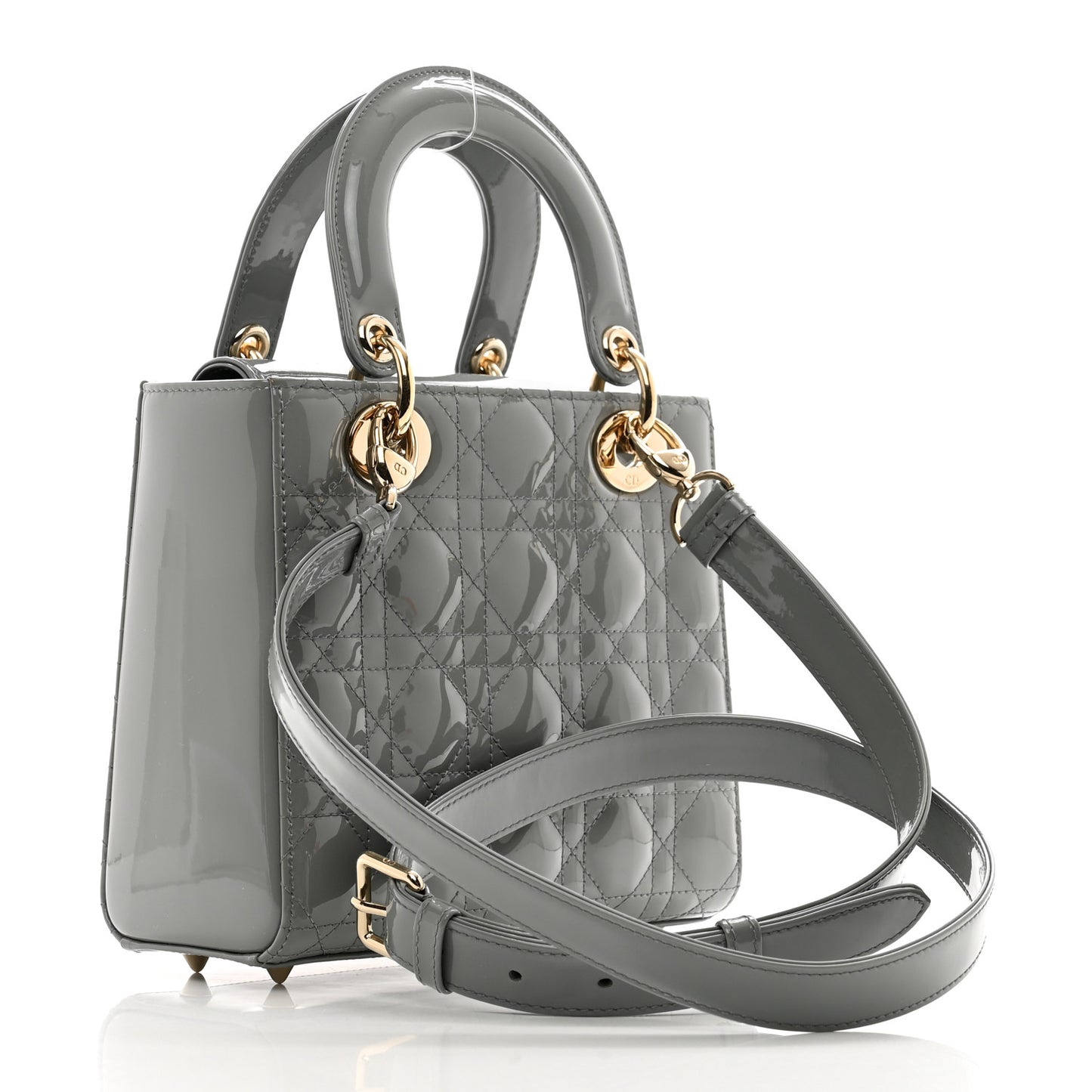 Patent Cannage Small Lady Dior Grey