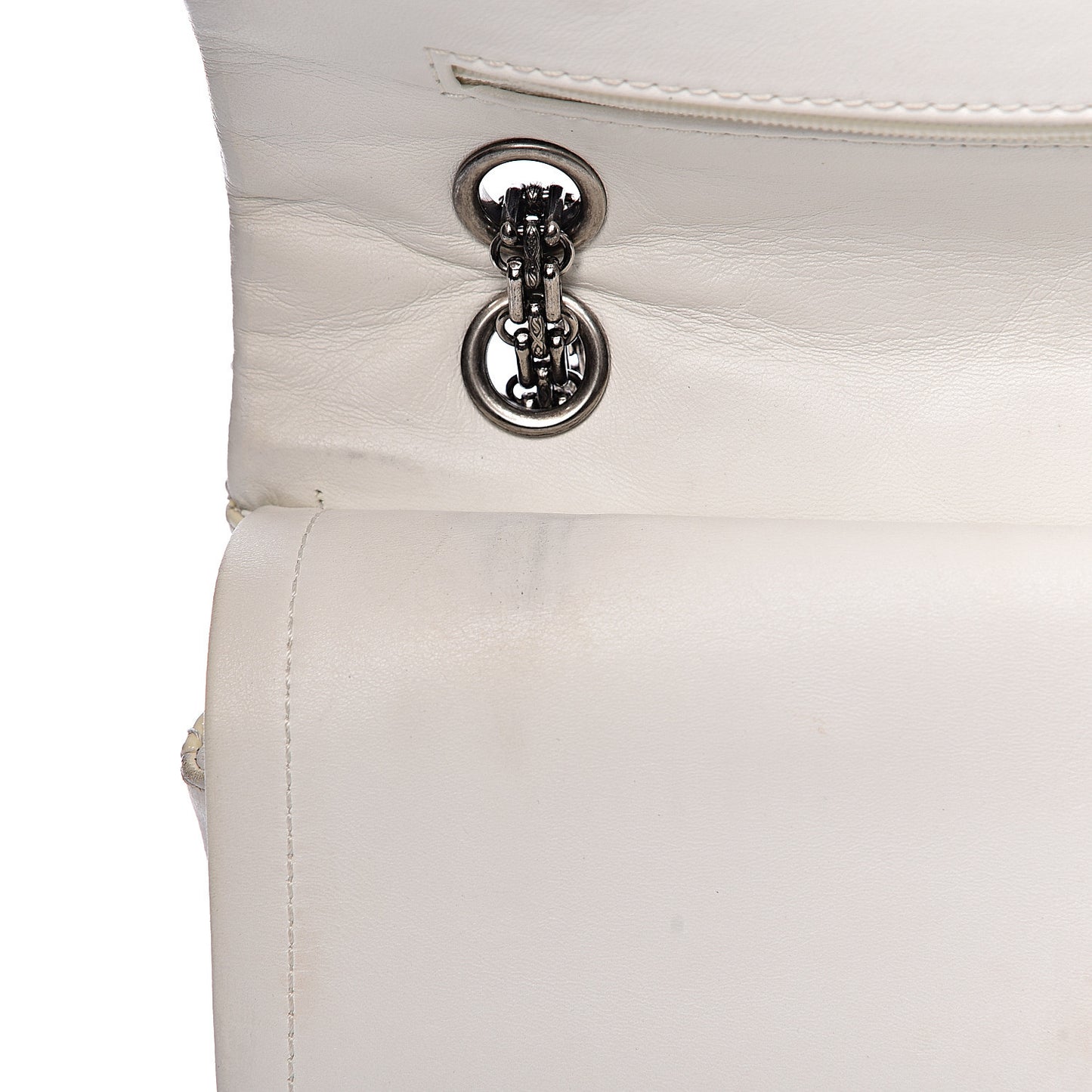 Distressed Patent Quilted 2.55 Reissue Flap 227 White